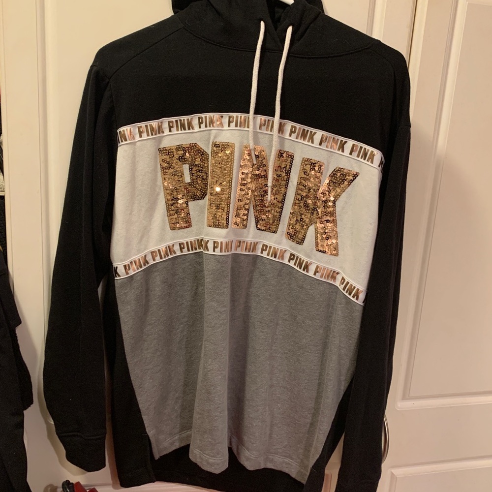 Pink bling pull over hoodie